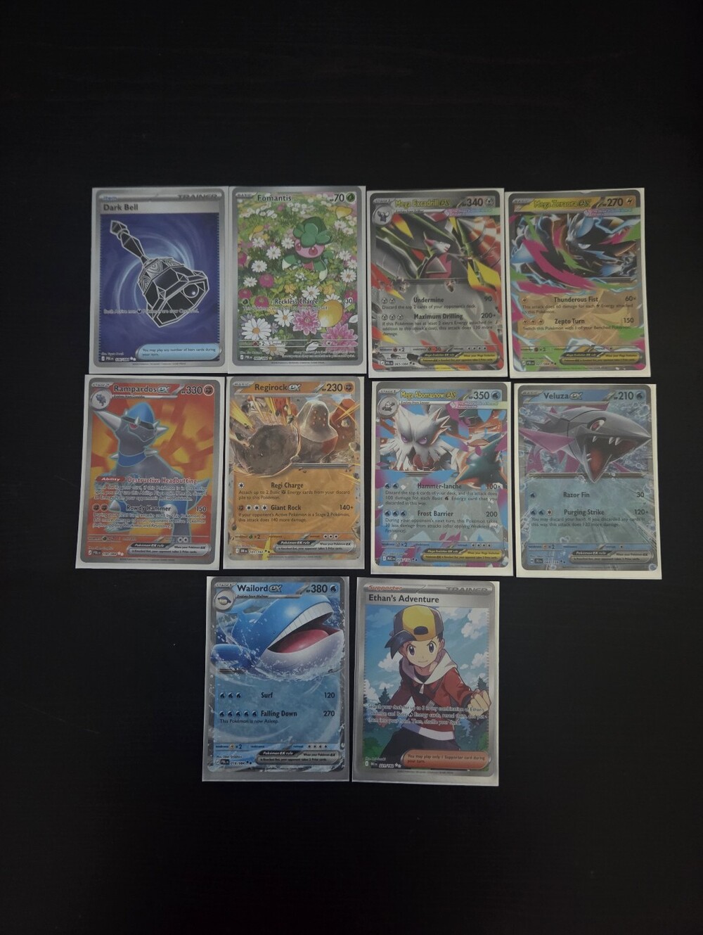 Pokemon Lot Of EX Trading Cards + Dark Bell , Ethan's Adventure and Fomantis